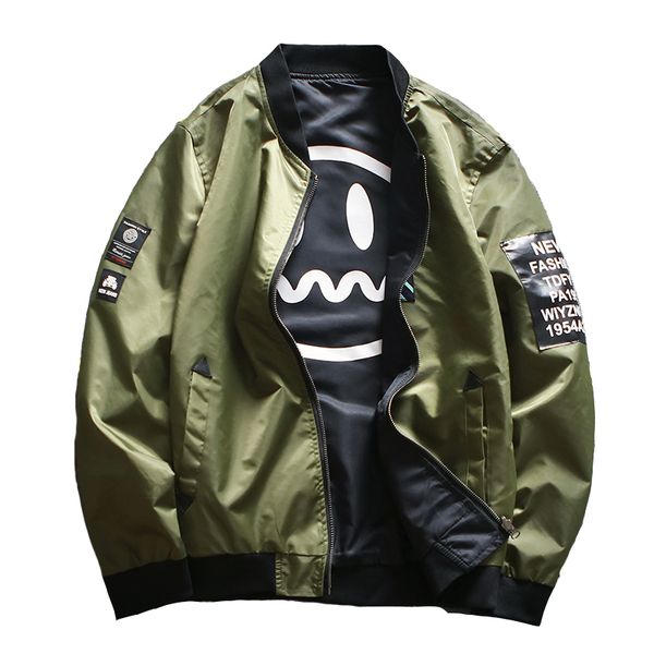 

2019 весна мужской бейсбольная куртка осени причинных мужчины printed улыбайтесь вскользь куртка с длинным рукавом толстовка плюс размер 4xl, Black;brown