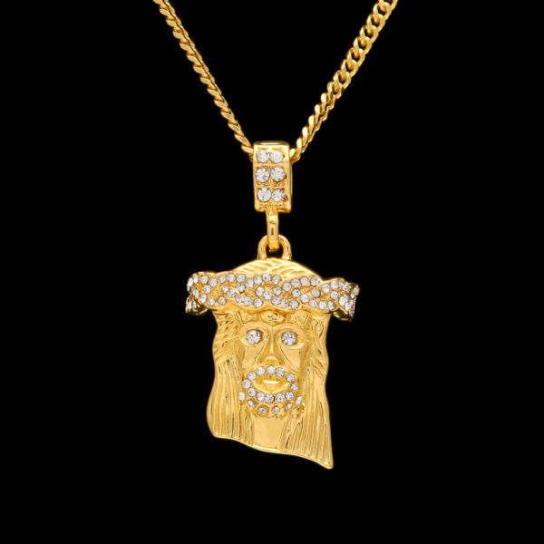 

мужские золото iced out иисус кусок кулон ожерелье шарм золотая цепь bling подвески ювелирные изделия rappers collier ожерелье 2pcs рождеств, Silver
