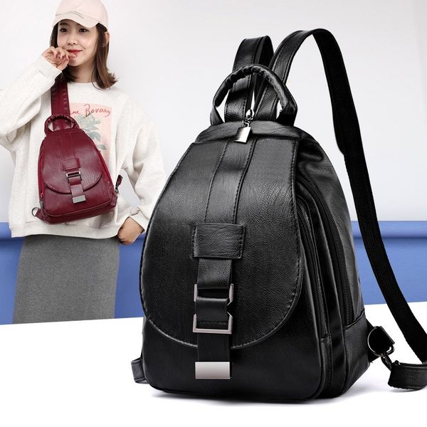 

shoulder bag new dual-use personality small backpack trend korean soft leather front bag multifunctional travel chest