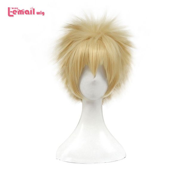 

l-email wig new my hero academia cosplay wigs bakugou katsuki 30cm yellow short men synthetic hair perucas cosplay wig, Black
