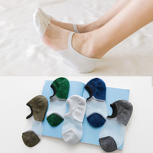 

ins new japanese glass female socks fashion gold and silver thread female socks socks wholesale sale, Black;white