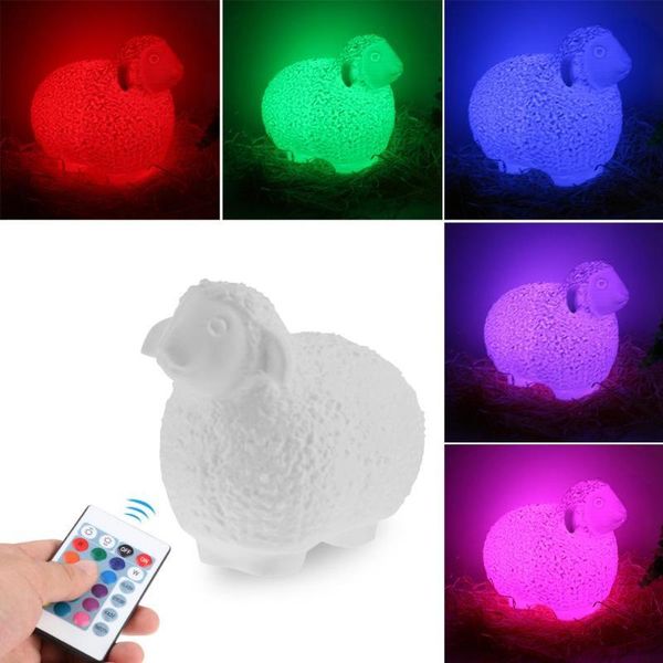 

3d print sheep led night lamp 16 color remote control switch led light usb rechargeable night light for bedroom decoration lamp