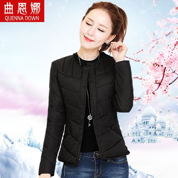 

thin slim fit down jacket inner wearing women's short long sleeve large size within wear white duck down middle-aged thick middl, Black;white