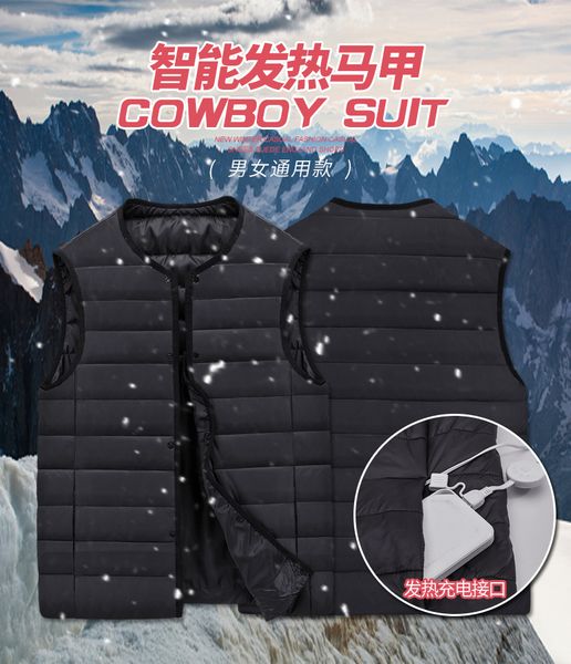 

thermal waistcoat heated jacket winter warm outwear outdoor camping hiking jacket electric usb heated vest men vest woman coat, Black;white