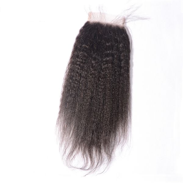 

kinky straight lace closures virgin human hair 4x4 closures piese weave part natural hairline angelawigs, Black