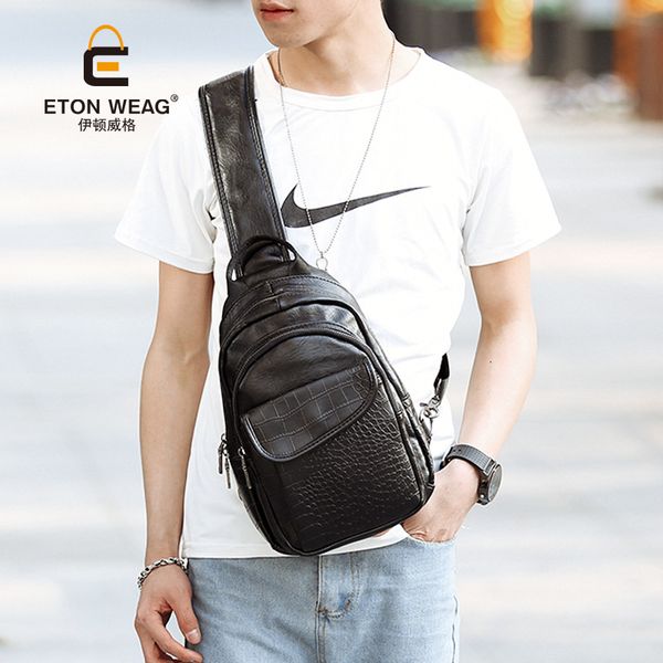 

men's small chest bag trend crocodile tattoo shoulder bag casual fashion travel