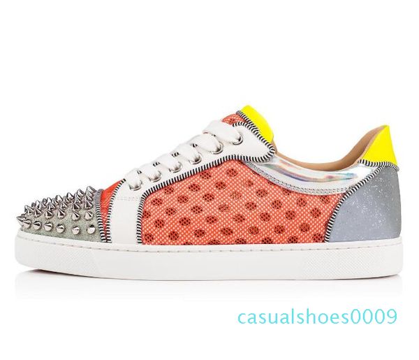 

элегантный low top кроссовки обувь женщины, мужчины mesh кроссовки flats шипы red bottom тапки роскошные платья партии полуботинки повседнев, Black