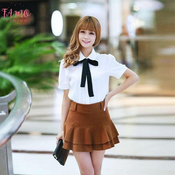 

white summer womens chiffon shirt casual shirt ladies school elegant bow tie women blouse long sleeve