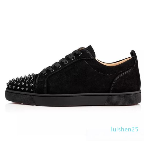 

2019 new designer studded spikes flats shoes for mens women party lovers genuine leather sneakers wholesale l25, Black