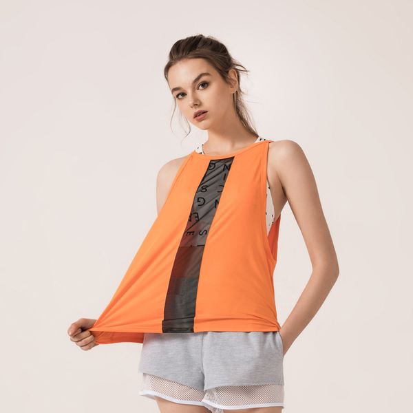 

new sports womens yoga suit vest spring-summer mesh yoga tank womens fitness suit, White;red