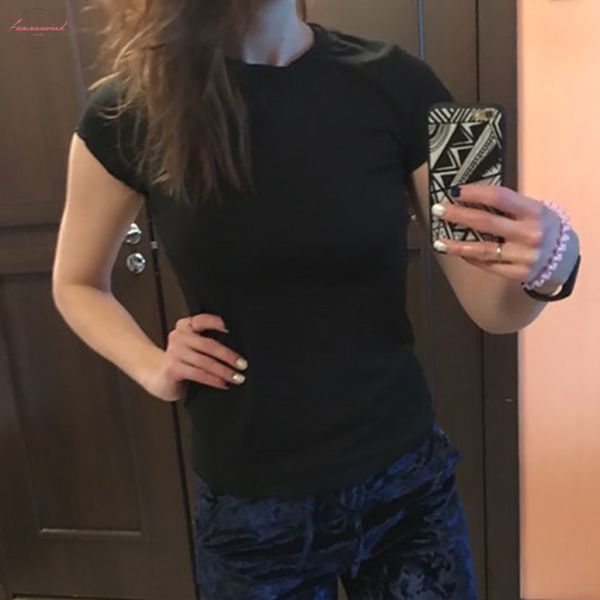 

women summer o neck pure color short sleeve casual t shirt streetwear vintage tshirt women poleras de mujer moda 15, White