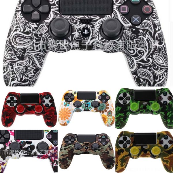 

lqaod zomsilicone case protective skin camo for sony dualshock 4 joystick ds4 pro slim controller thumb grips ps4 caps