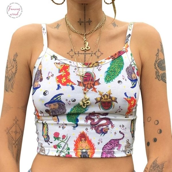 

2020 hot women summer sexy tank vest crop top рукавов мультфильм печати хлопок клубная одежда майка жилет с плеча камзол новое прибытие, White