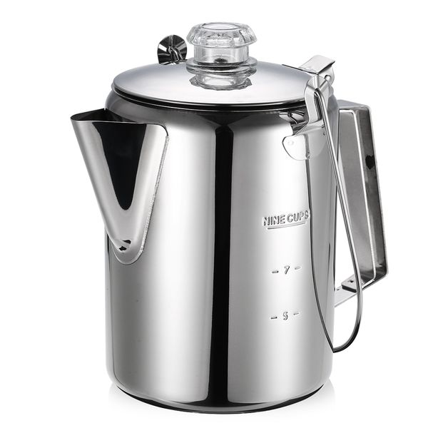 

outdoor 9 cup stainless steel kettle milk coffee mug portable backpacking pot cooking pots outdoor camping hiking tableware