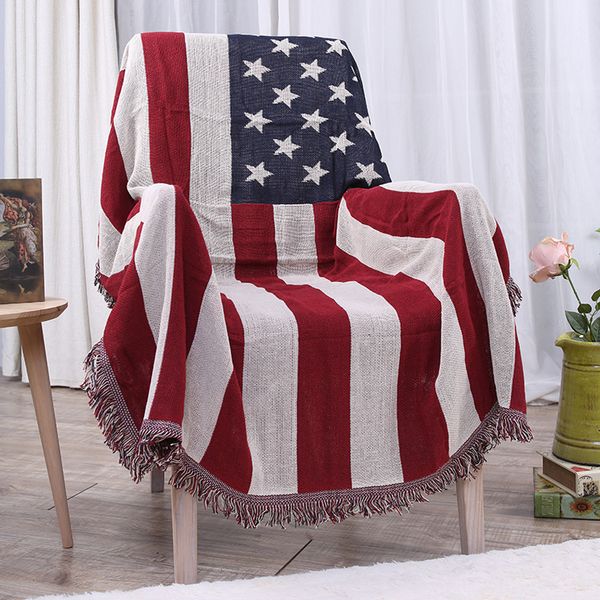 

1pcs flag nap travel tassel blanket sofa bed sleeping cobertor chair decorative throw stitching blanket home decoration tz57006