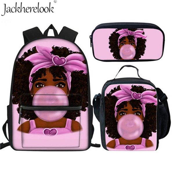 

jackherelook kindergarten school bags set cute afro girs princes print cartoon backpack child packbag plecak cartable scolaire
