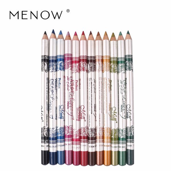 

menow brand 12pcs of 2 in 1 eye liner lip pencil long-lasting waterproof 12 color set makeup p12005