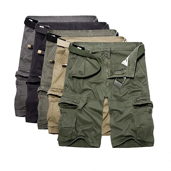 

large size five-legged beach shorts men's multi-pocket pants 038, Black;gray