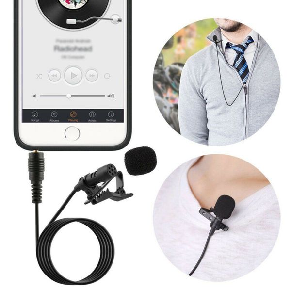 

mini clip on lapel microphone hands-3.5mm wired condenser lavalier mic