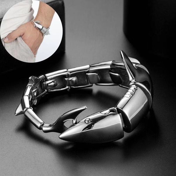 

stainless steel jewelry bileklik bracelet men pulsera masculina vking bangles pulseira shark bracelets good gift punk bijoux, Golden;silver