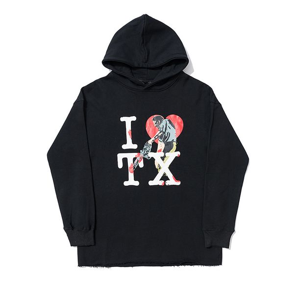 

mens designer hoodie sweatshirts 18ss texas electric saw fanatic printing limited loose street hoodie hoodie men, Black