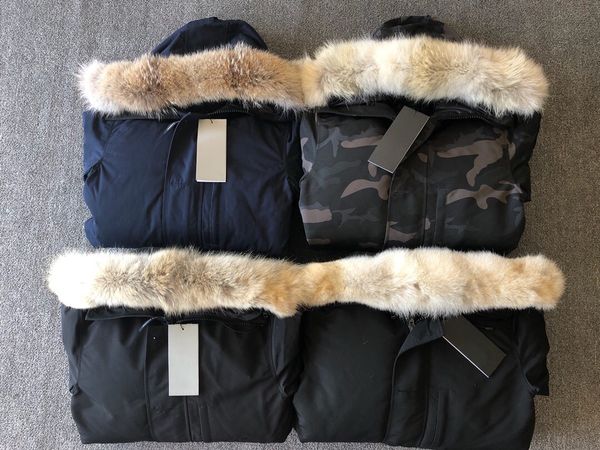 

2019 real coyote fur men designer winter jacket goose men's parka down jacket long parka puffer coats warm clothing hooded parkas, Black
