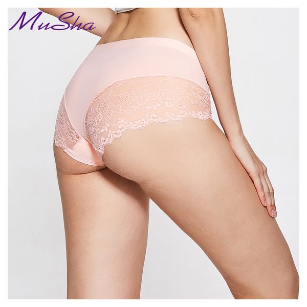 

women lace panties ultra-thin transparent flower embroidered patterned underwear seamless briefs 6 colors, Black;pink