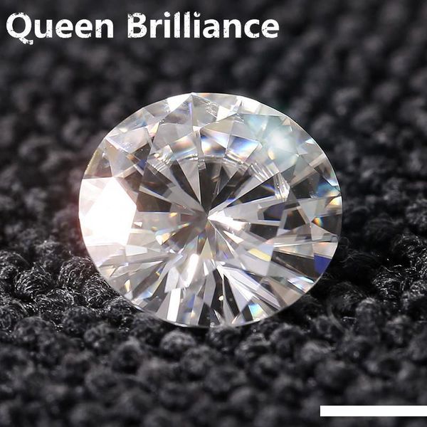 

moissanite loose stone 2ct 8mm f color round brilliance gmestones test positive excellent cut vvs1 lab grown diamond colorless, Black