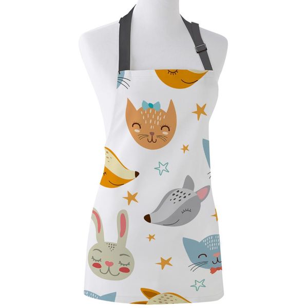 

kitchen apron cartoon animal cat adjustable bib canvas aprons for women cooking baking restaurant kids apron pinafore