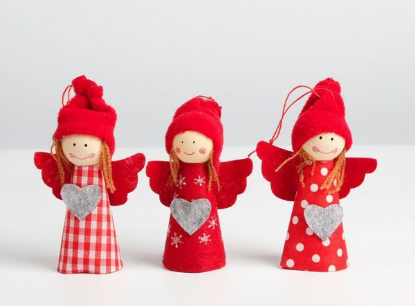 

2020 new christmas angel and snowman cloth doll description christmas hanging ornaments pendant christmas gift for children