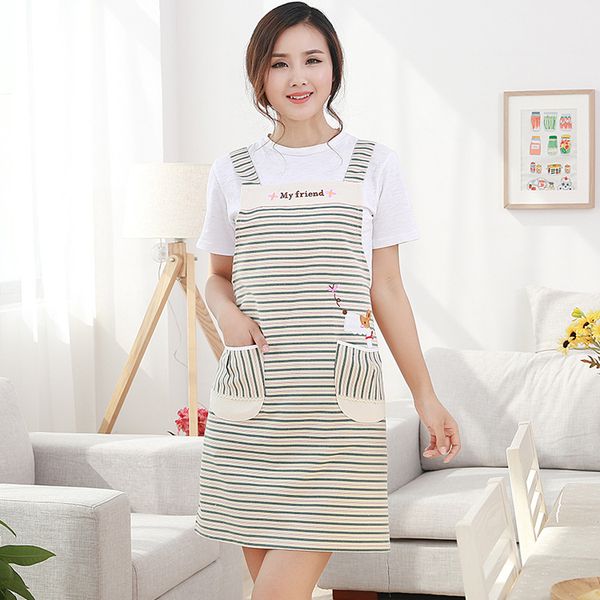 

household kitchen apron korean-style cotton and linen anti-oil bib apron service work apron custom logo