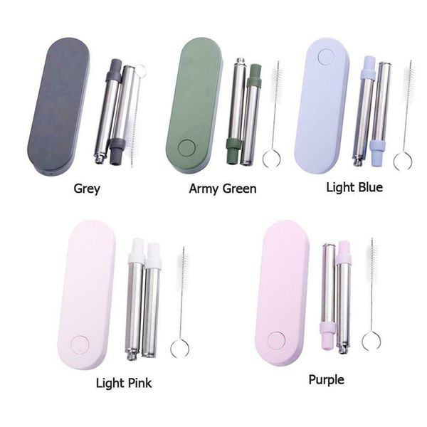 

drinking straw collapsible straw foldable reusable metal with keychain hole for travel outdoor bar accessories