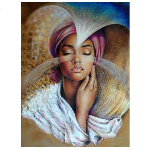 

paintings diamond embroidery african woman diy painting cross stitch mosaic pattern full square/round rhinestone home decor by548
