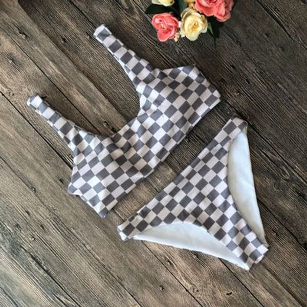 2020 Flat Chest Lattice Swimsuit Women Bikini Sexy Split Body Swim Wear