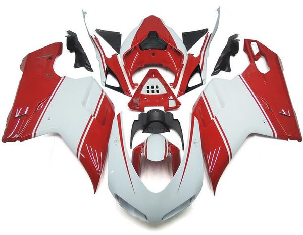 

4 gifts new abs injection full fairings kit fit for ducati 848 evo 1098 1198 1198s 2007 2008 2009 2010 2011 2012 body set red white