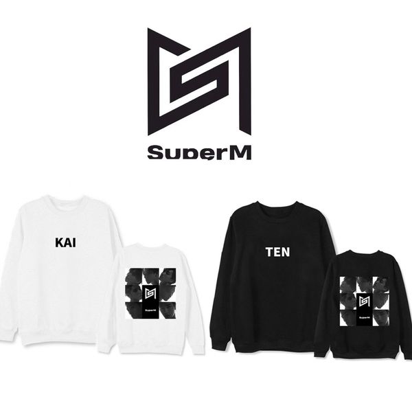 

kpop superm же cotton hoody baekhyun mark kai o шеи толстовка тэмином taeyong с длинным рукавом костюмы outerwears sueter, Black