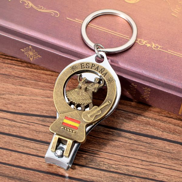 

vicney spain dancer keychain nail clipper cutter key chain beer opener keyring for key espana souvenir jewelry gift for friend, Silver