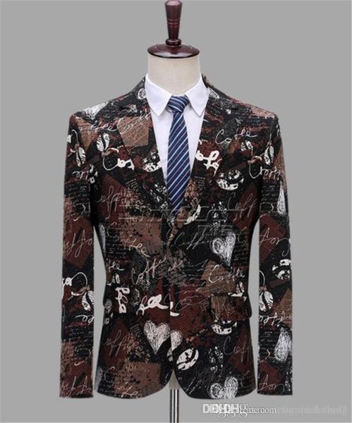 

mens designer blazers v neck single breasted club printed mens stage costume male apparel, White;black