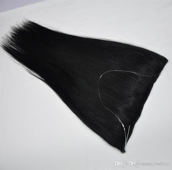 

halo flip in hair hidden wire hair weave extension invisable silk straight hair no clips no glue comfortalble & easy wear, Black