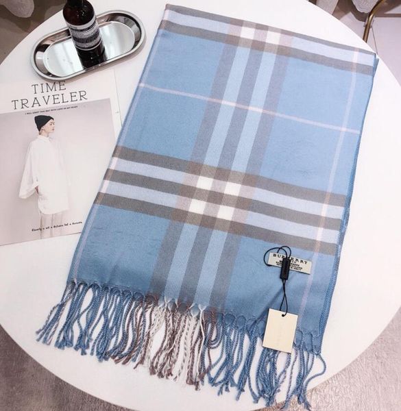 

cashmere wool scarf in the fall and winter of men's and women's big red joker black air conditioning room shawl, Blue;gray