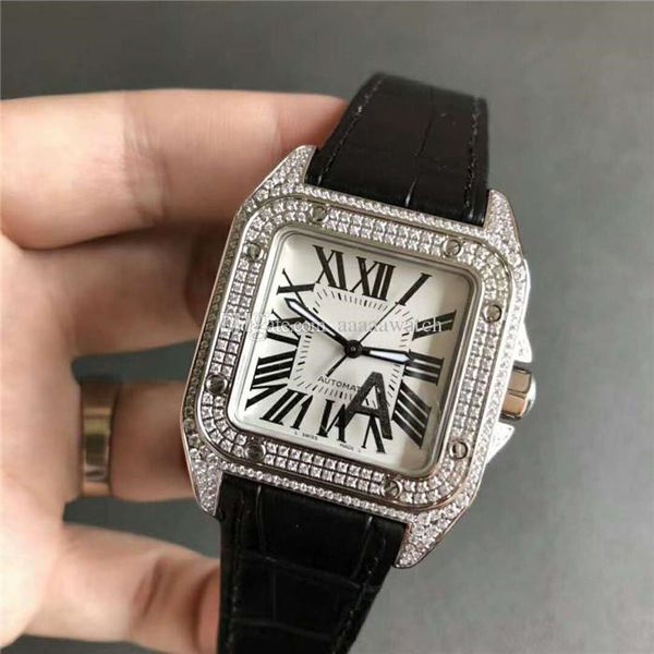 

V6 Топ дизайнерские часы квадратный Швейцарский автоматический сапфировый корпус из нержавеющей стали 316L Diamond Bezel 50м Водостойкий ремешок из кожи аллигатора Мужские часы