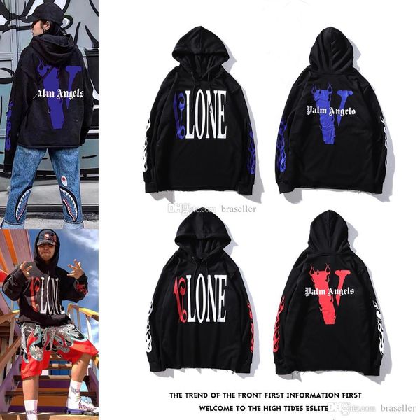 

brand mens hoodie sweatshirt men women jackets tracksuit hip hop streetwear harajuku letter v print lone coat fashion pullover hooded, Black