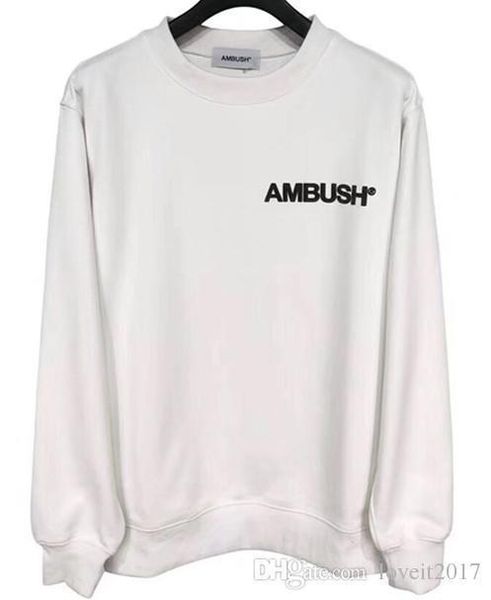 

2019 new ambush simple solid color long sleeve creneck sweater letter printed pullover sweatshirt ing, Black