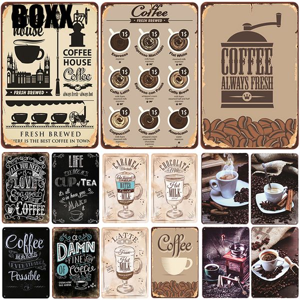 

coffee plaque metal vintage tin sign pin up shabby chic decor metal signs vintage bar decoration metal poster wall decor pub plate