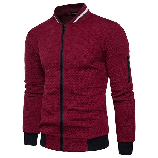 

новая тенденция белый мода мужчины куртка мужчины весте homme bomber fit argyle zipper varsity jacket повседневная куртка на осень elegant, Black;brown