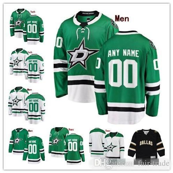 

Custom Dallas Stars Green White 100th 25th Jersey Any Number Name men women youth kid Black Minnesota North Vintage Klingberg Benn Bishop