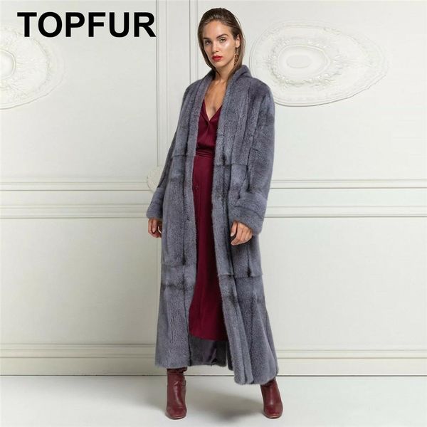 

ur real fur coat women winter coat women blue gray natural x-long 2019 leather jacket plus size outwear ln002, Black
