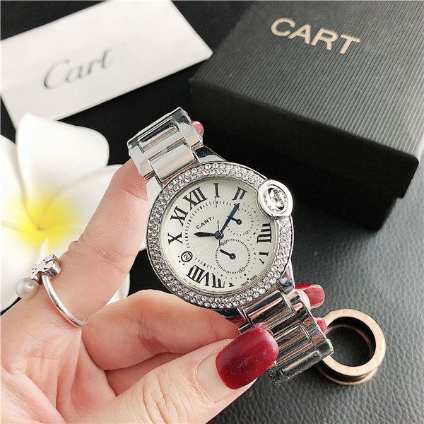 

fashion luxury designer women watches colorful crystal style steel metal band quartz watches ca, Slivery;black