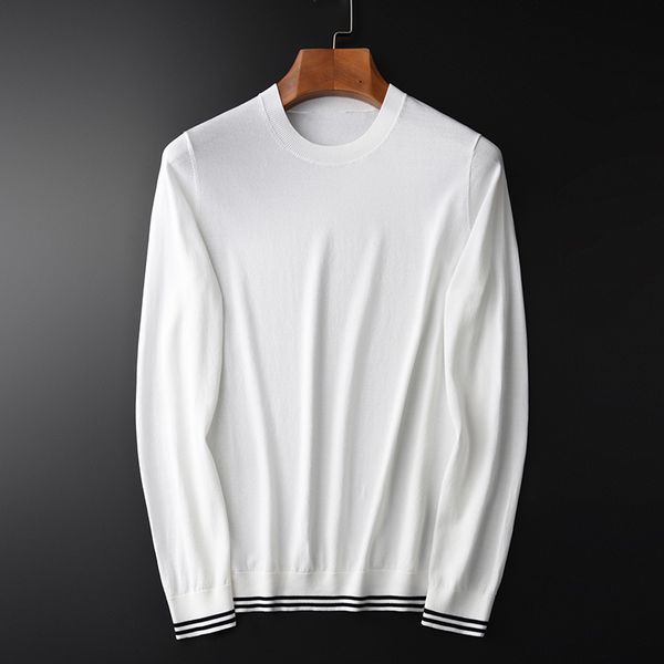 

minglu white men sweater luxury spring autumn knit round collar mens sweater fashion casual slim fit man plus size 4xl, White;black