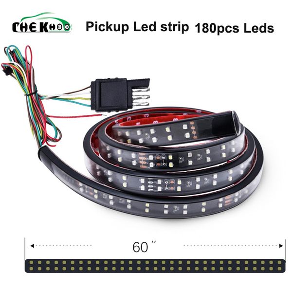 

60inch 2-row led truck tailgate light bar strip waterproof red/white reverse sturn signal running for pickup suv rv trailer